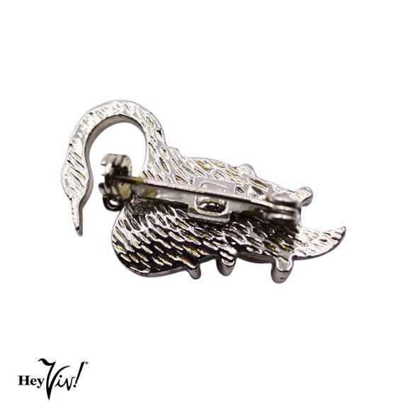 Vintage 1950s Swan Scatter Pin w Mother of Pearl Body MOP 1.25" Across - Hey Viv - Picture 2 of 4